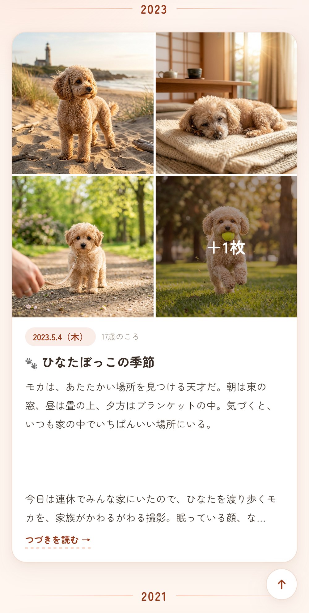 うちの子ブログ 実物サンプル(記事ページ・写真レイアウト)